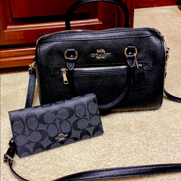 Coach authentic black Rowan bag with wallet! NWT